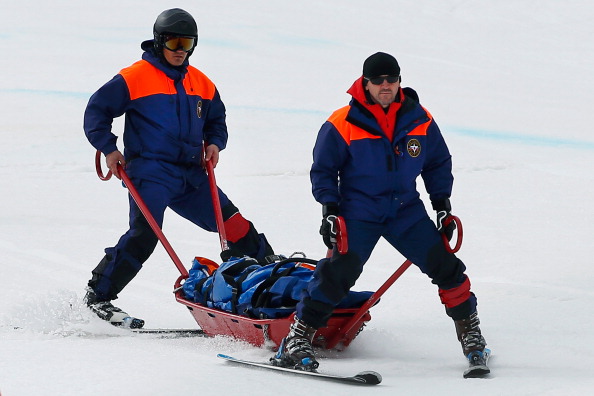 Tyler Walker being stretchered off following his horrific crash during Sochi 2014 ©Getty Images