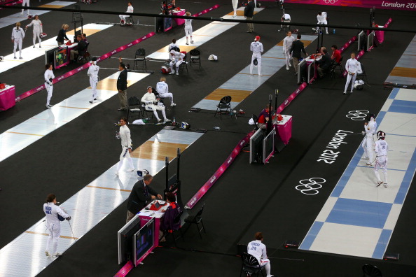 Fencing underway in the women's modern pentathlon at the London 2012 Games. As from next year, there will be a spectator-friendly fencing bonus round after the traditional round robin ©Getty Images
