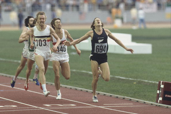 John Walker wins the Olympic 1500m gold at Montreal 1976 after the British Chef de Mission had persuaded his New Zealand counterpart not to withdraw from the Games despite the threat of an African boycott ©Sports Illustrated/Getty Images