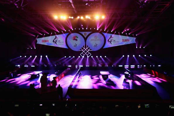 A light show opens the evening session during day one of the ITTF World Team Cup ©Getty Images