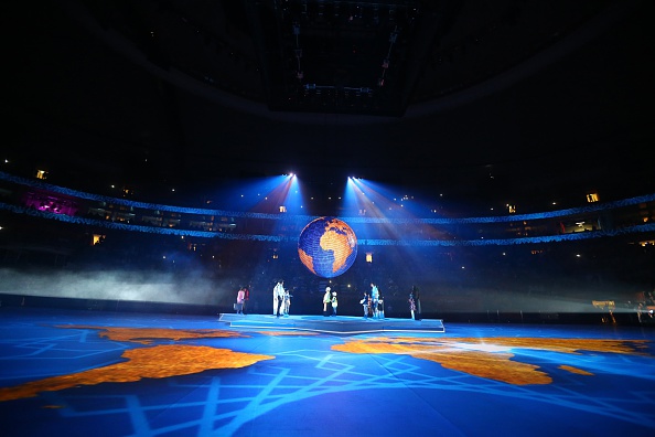 A lighting show continued to build the atmosphere in the arena ©Getty Images