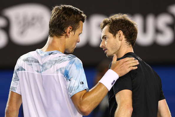 Andy Murray of Great Britain and Tomas Berdych of the Czech Republic at the net after Murray won their semi-final match at the Australian Open ©Getty Images