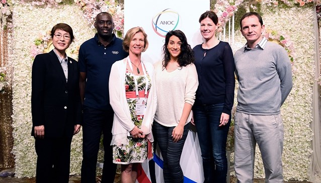 NOC Athletes' Commission toolkits have been launched by the ANOC Athletes' Commission, headed by Barbara Kendall (third left) ©ANOC