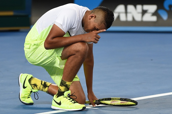 Australia's Nick Kyrgios came through a hard fought five setter to secure his second round place ©AFP/Getty Images