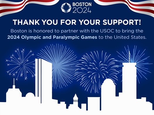 Boston 2024 thank their supporters following their success in the battle to become the US candidate for 2024 ©Boston 2024