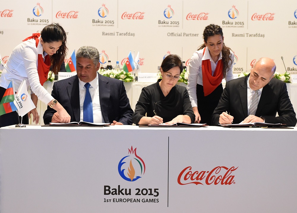 Coca-Cola's agreement with Baku 2015 will see the organisation's branding displayed on Coca-Cola and Bonaqua Water labels throughout Azerbaijan ©Baku 2015