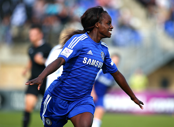 Chelsea Ladies' and England striker Eniola Aluko, the first female pundit to appear on the BBC's Match of the Day, would help the Football Association become a less male-dominated organisation if a role could be found for her ©Getty Images