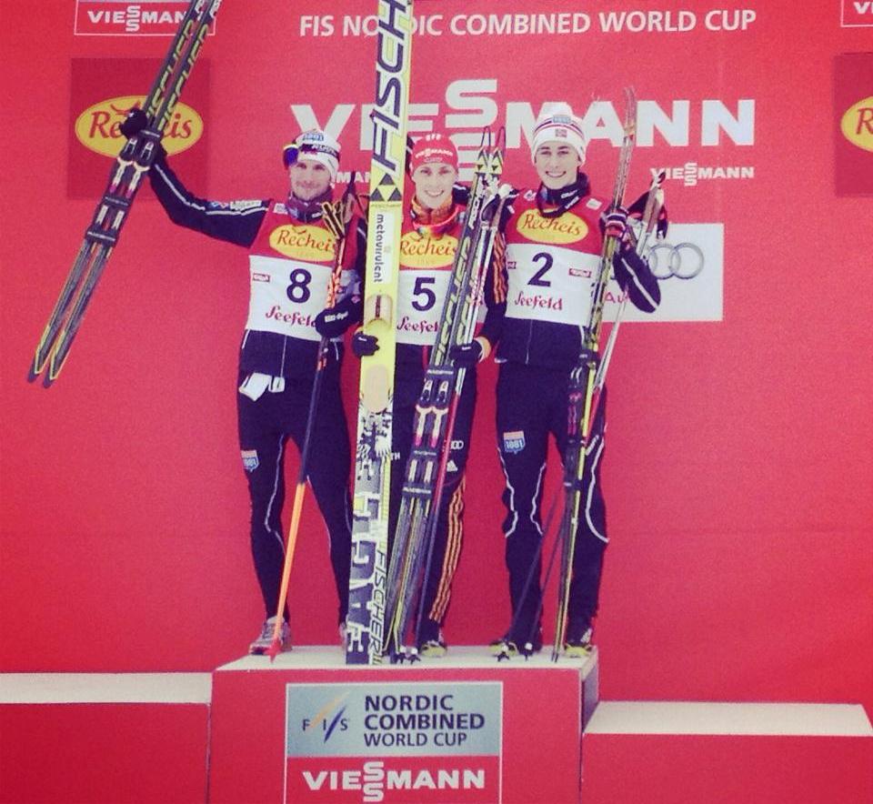 Eric Frenzel has sealed victory on day one of the FIS Nordic Combined World Cup Triple event ©FIS