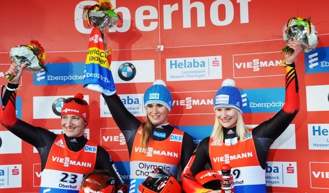 Germany secured a cleansweep on day two of the Luge World Cup in Oberhof ©FIL