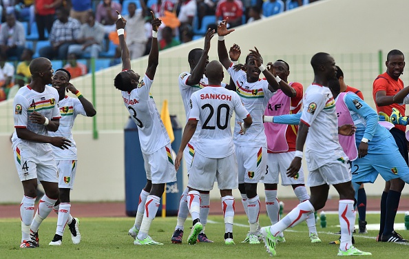 Guinea players celebrate after taking a suprise lead in their Group D match with Ivory Coast ©Getty Images