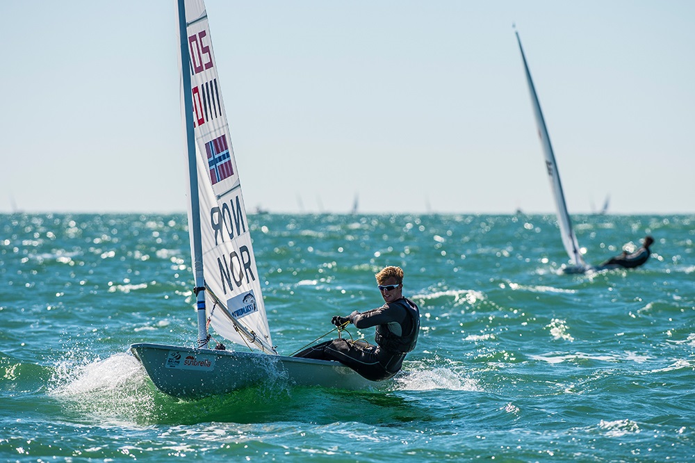 Herman Tomasgaard competes for Norway in the laser class at the International Sailing Federation World Cup in Miami ©ISAF