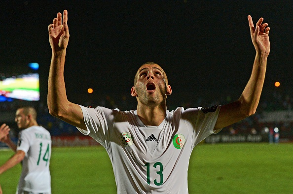 Islam Slimani bagged Algeria's second as the favourites came from a goal down to beat South Africa ©Getty Images