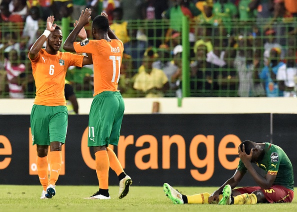 Ivory Coast celebrate during a 1-0 win over Cameroon to reach the quarter-finals ©Getty Images
