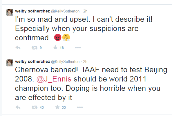 Britain's Kelly Sotherton, the Athens 2004 Olympic bronze medallist, is leading calls for Russia's Tatyana Chernova to be stripped of her 2011 world title after receiving a two-year ban ©Twitter