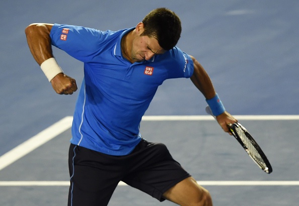 Novak Djokovic celebrates progressing to his fifth Australian Open final ©AFP/Getty Images