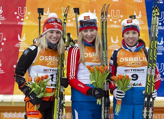 Paulina Fialkova (left) has won gold and silver medals in consecutive days for the host nation ©FISU