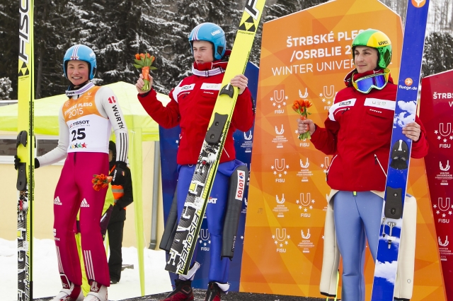 Poland's Adam Cieslar leapt to his second gold of the 2015 Winter Universiade ©Universiade
