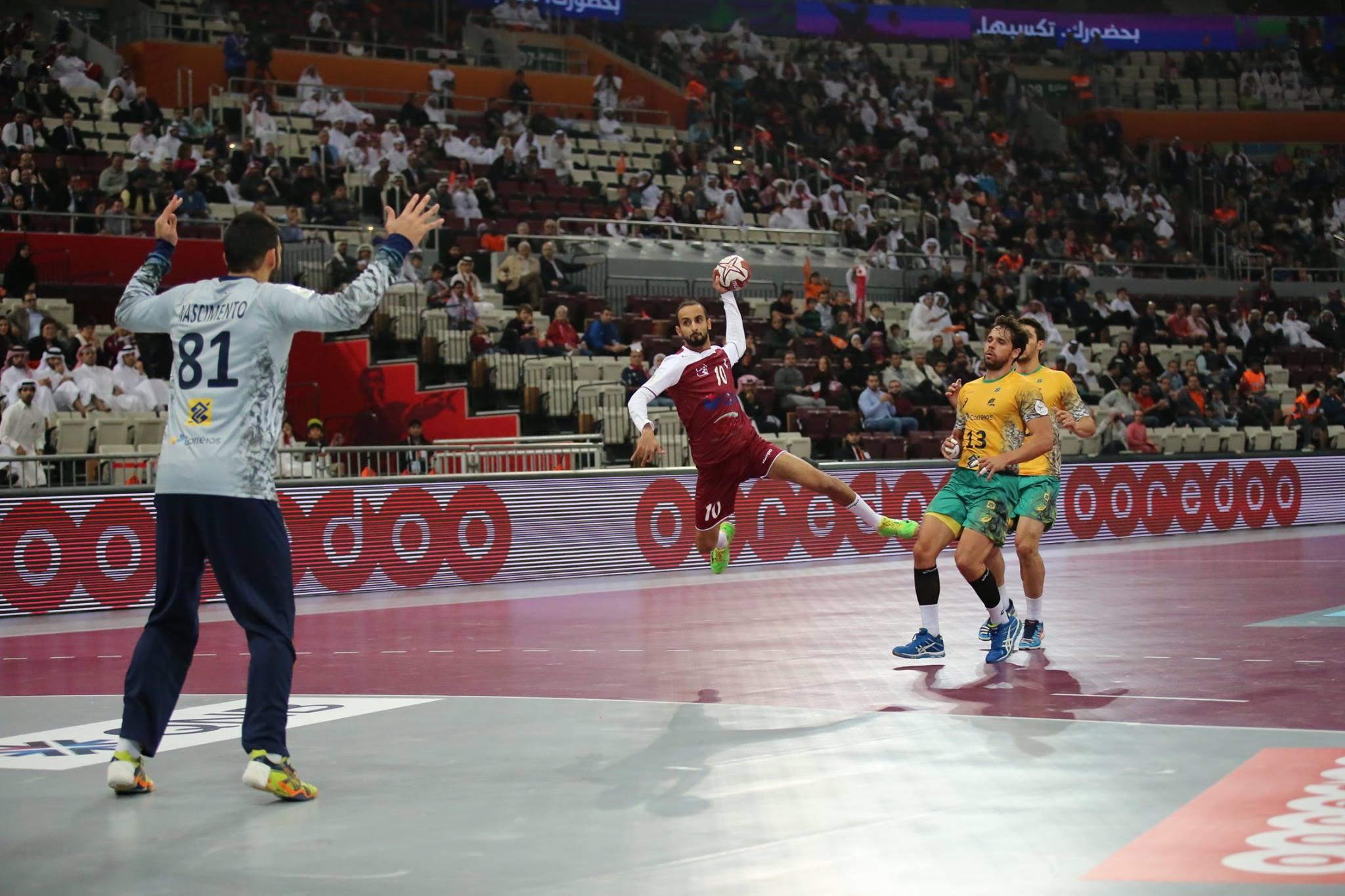 Qatar secured a 28-23 opening victory against Brazil ©Qatar 2015/Facebook