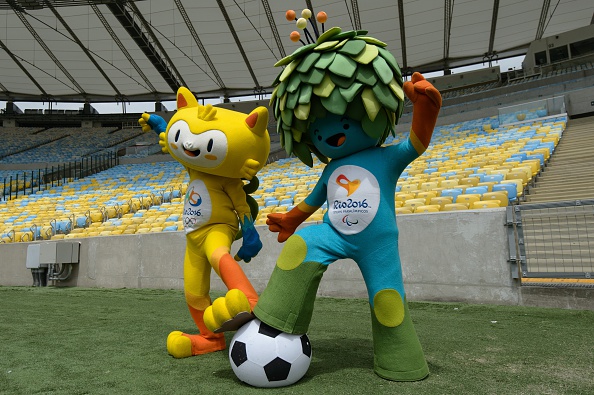 Brazil 2016 mascots Tom and Vinicus were pictured at the Maracana in December which is set to host the men's and women's football final ©Getty Images