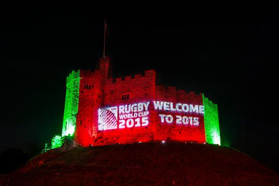 Cardiff Castle marked the start of 2015, a year the Welsh capital will stage a number of key Rugby World Cup matches, with a colourful illumination ©England 2015