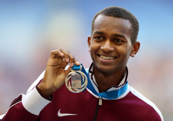Mutaz Essa Barshim, born in Doha 23 years ago, and pictured with his 2013 World Championships silver medal in Moscow, has been a shining star in the high jump over the last two years, narrowly missing out on the IAAF World Athlete of the Year award in 2014  ©Getty Images