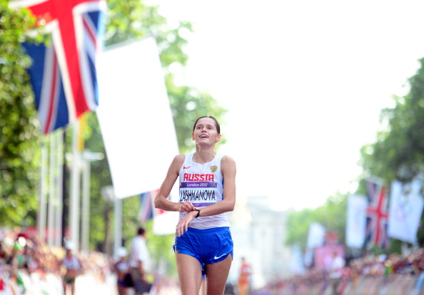 Elena Lashmanova, pictured winning the 20km race walk at the London 2012 Games, may be unable to defend her title in Rio following allegations that she raced in Russia in December last year while serving a two-year doping ban ©AFP/Getty Images