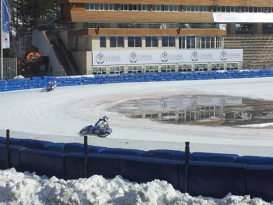 An ice speedway exhibition at the Medeu Skating Rink, where speed skating would be held during Almaty 2022 ©ITG