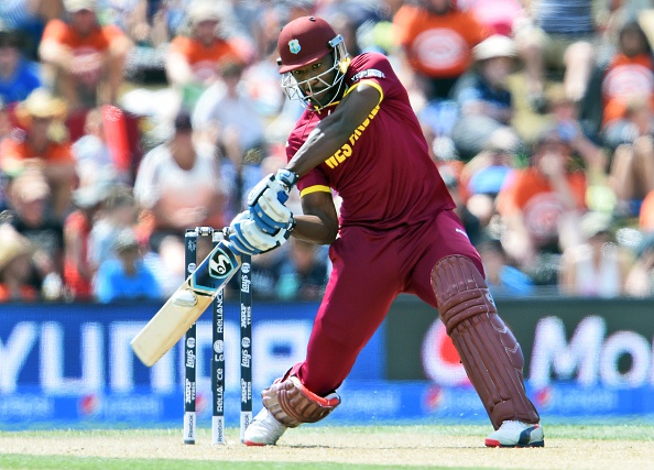 Andre Russell struck 42 off just 13 balls towards the end of the West Indies innings to boost them to a total of 310-6 ©Getty Images