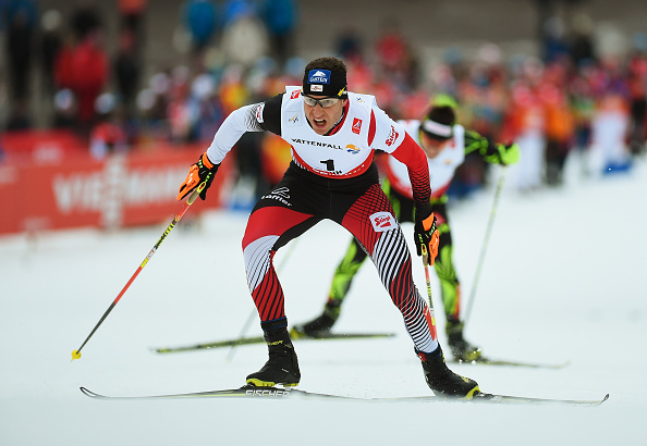 Austria's Bernhard Gruber came out on top in the men's Nordic combined large hill event ©Getty Images