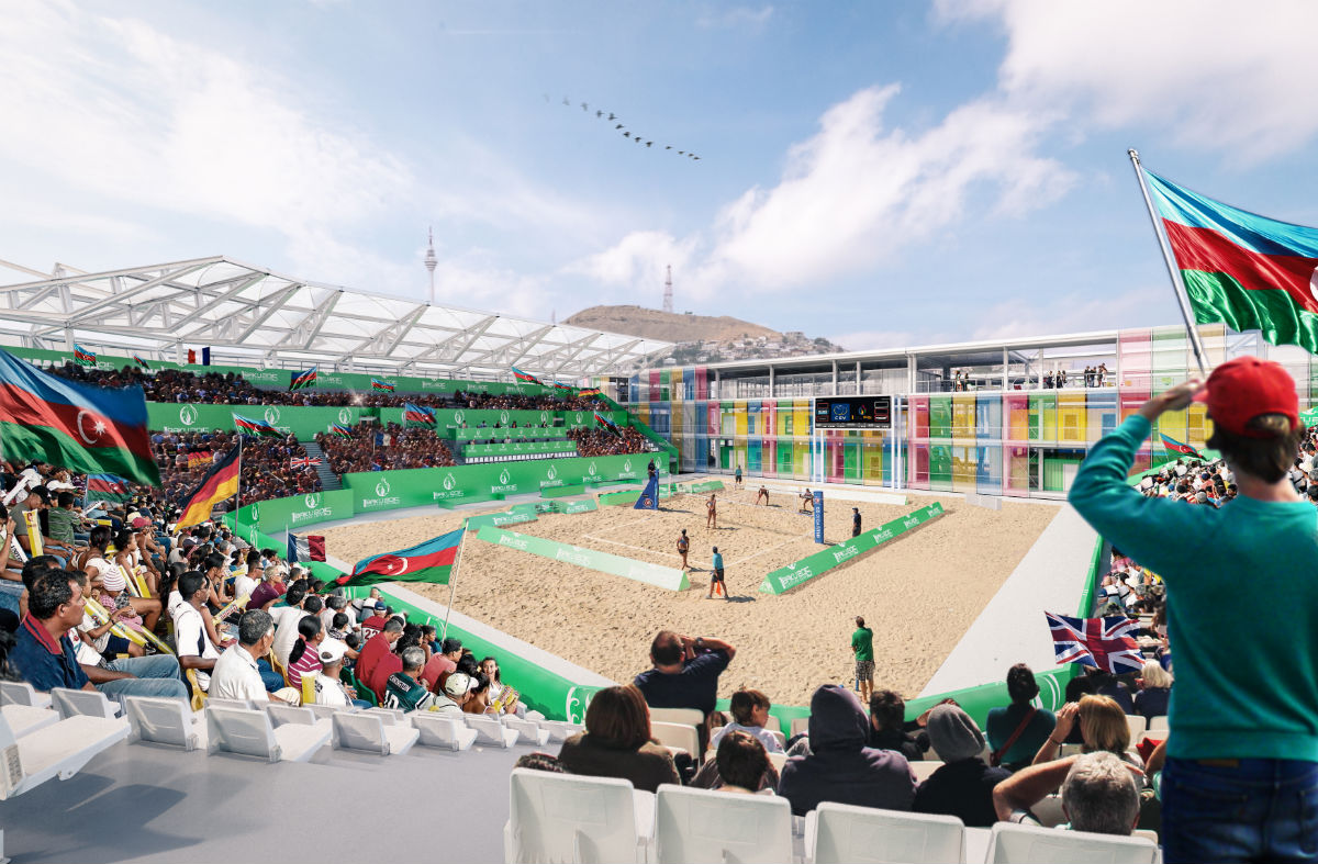 A specially constructed temporary facility will host beach volleyball at the European Games ©Baku 2015