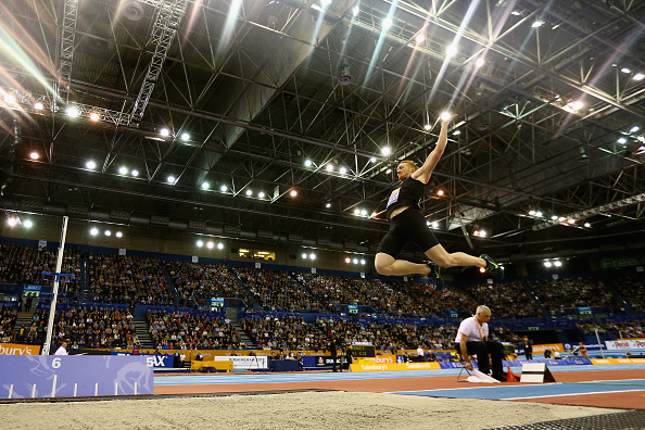 Briton Greg Rutherford claimed victory in the men's long jump with a superb leap in his fourth round jump to beat China's Gao Xinglong ©Getty Images