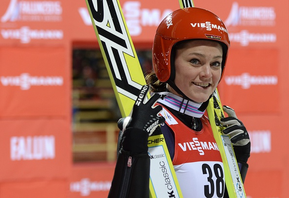 Carina Vogt added to her Olympic crown by securing the world ski jumping title in Falun  ©AFP/Getty Images