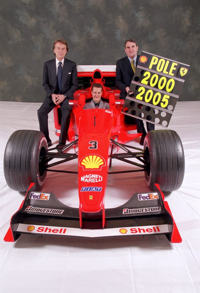 Luca Cordero Di Montezemolo (left), pictured alongside Michael Schumacher (centre), presided over a period of great success for Ferrari ©Getty Images