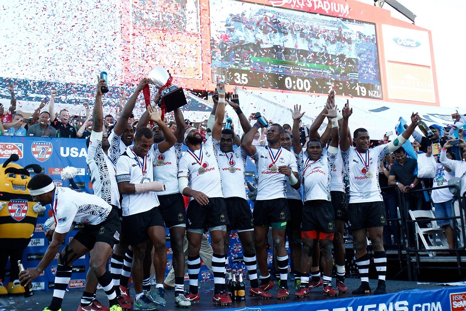 Fiji earned their second title of the HSBC Sevens World Series with victory in Las Vegas ©World Rugby