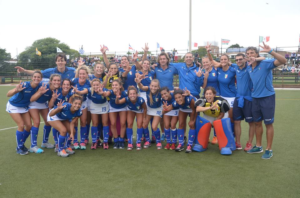 Italy celebrate victory in the World League round two event ©FIH/Danielo Scalese