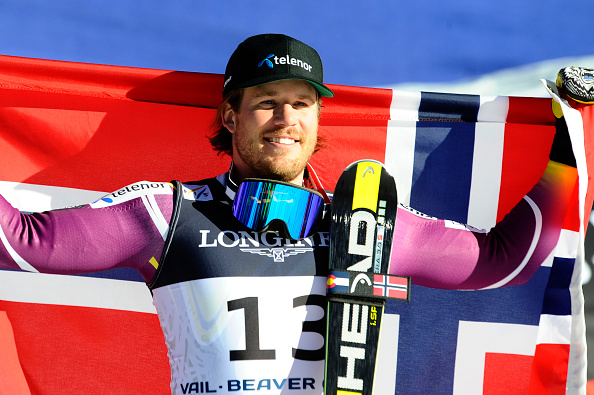 Kjetil Jansrud held the lead after the downhill but was forced to settle for silver ©Agence Zoom/Getty Images