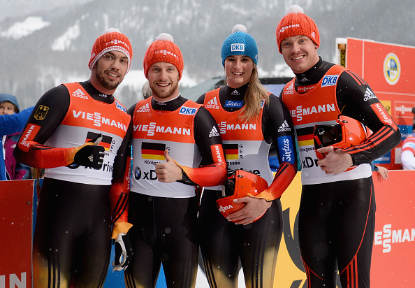 Felix Loch joined his team mates to claim gold in the mixed team relay ©Bongarts/Getty Images