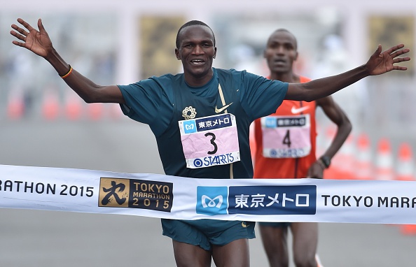 Olympic champion Stephen Kiprotich set a national record in finishing second at the Tokyo Marathon ©AFP/Getty Images