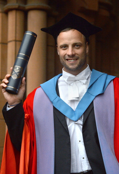 Oscar Pistorius pictured receiving his honorary degree from Strathclyde University in 2012 ©Getty Images