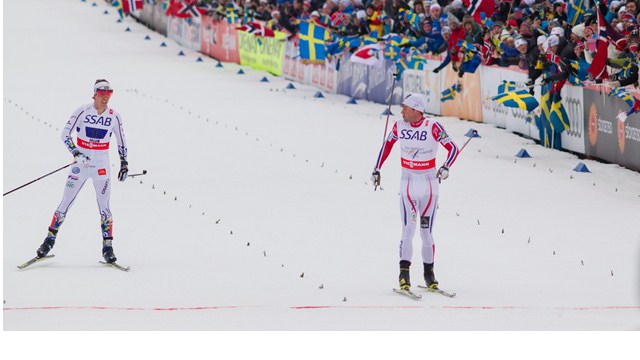 Petter Northug led Norway to a thrilling relay gold over Sweden ©FIS/Nordic Focus