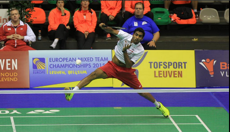 Rajiv Ouseph beat Eric Pang in the men's singles as England got the better of The Netherlands European Mixed Team Badminton Championships ©Twitter