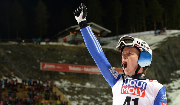 Rune Velta took gold in the men's normal hill ski jump competition ©AFP/Getty Images