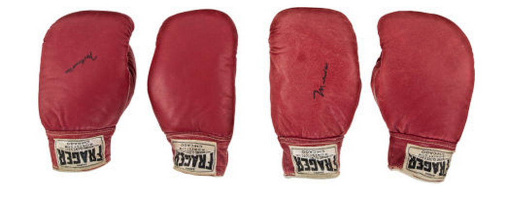 The boxing gloves worn by Muhammad Ali and Sonny Liston during the "phantom punch" bout are up for auction ©Heritage Auctions