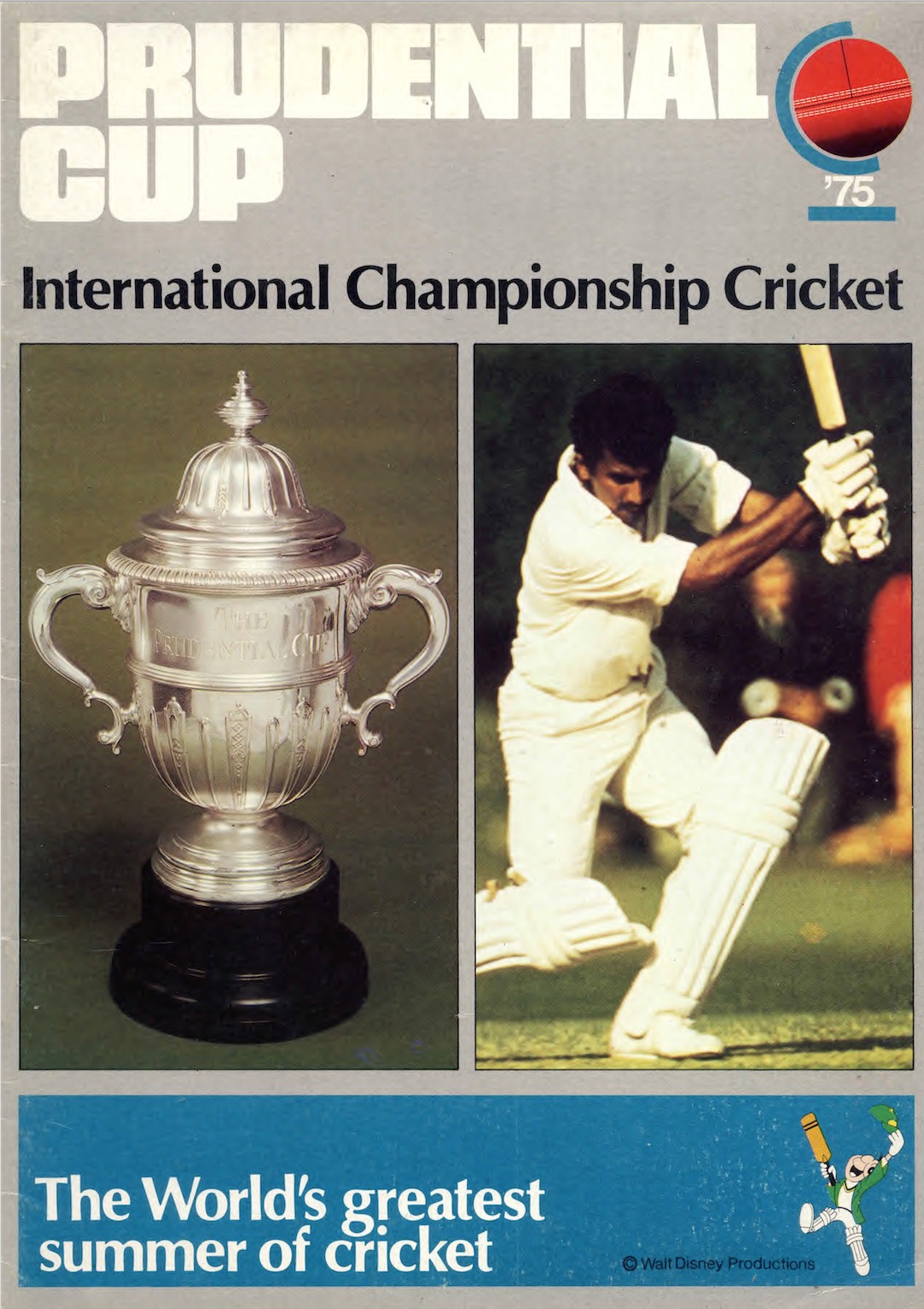 The 1975 International Cricket Championship used Jiminy Cricket to promote the tournament ©Philip Barker 