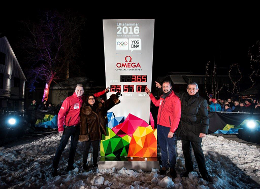 The Omega Countdown Clock was unveiled to show one year until the Lillehammer 2016 Winter Youth Olympics ©Omega