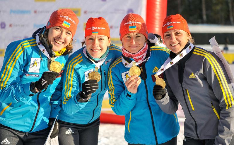The Ukranian women claimed a shock win by taking gold in the 4x6km relay ©IBU
