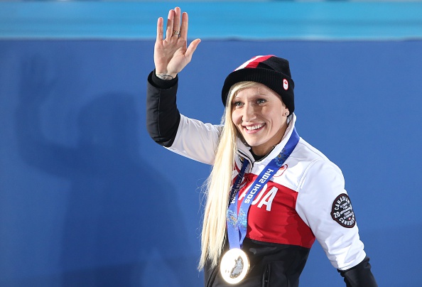 Canada's Kaillie Humphries, pictured after winning gold in the two-woman bobsleigh at the Sochi Olympics, is also seeking another global gold in Winterberg ©AFP/Getty Images