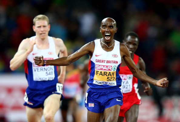 Mo Farah wins the 2014 European 10,000m in Zurich, with fellow Briton Andy Vernon taking silver. The two had have a spiky exchange on Twitter this week ©Getty Images