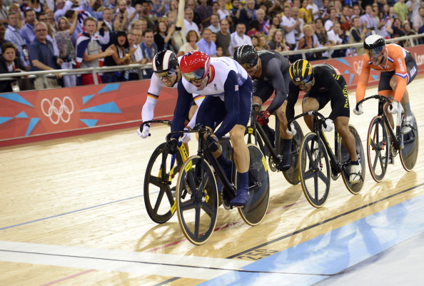 Chris Hoy wins keirin gold at the London 2012 velodrome amidst a crescendo of noise ©AFP/Getty Images