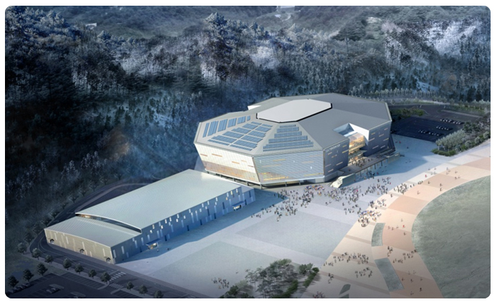 An artists impression of the proposed main Pyeongchang 2018 ice hockey venue at the Gangneung Hockey Centre ©Pyeongchang 2018